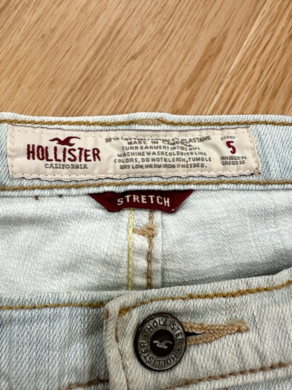 Hollister Y2K Light Blue Denim Low Rise Cutoff Micro Shorts Size 5 - Picture 5 of 13